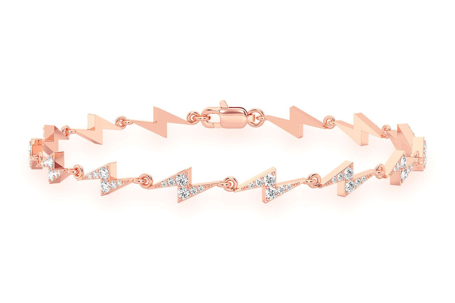LIGHTNING BOLT ETERNITY DIAMOND BRACELET 14K SOLID GOLD 1.25CTW