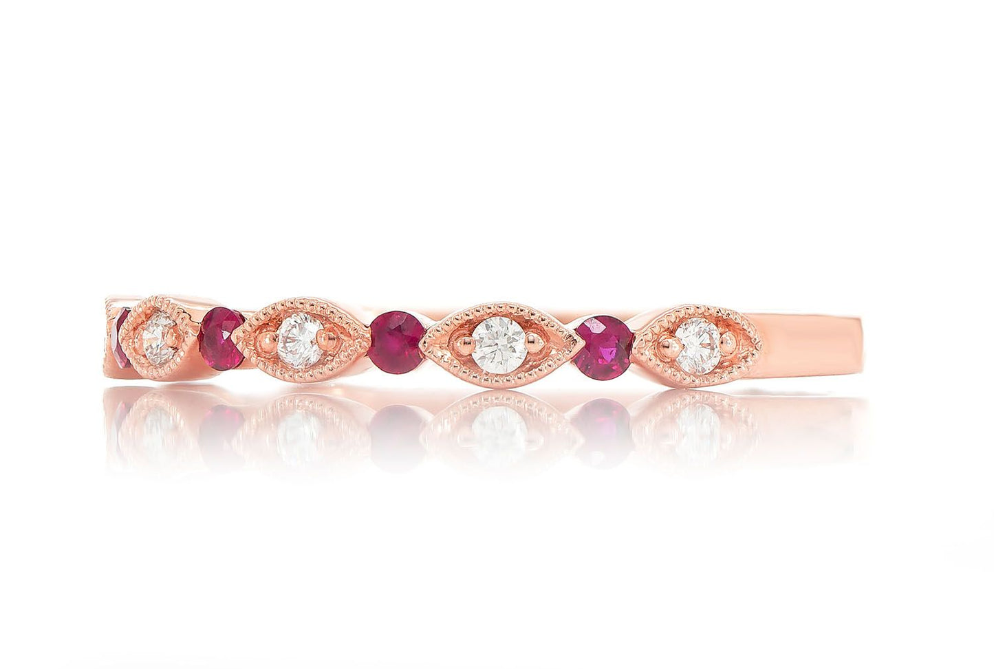 VERIGHEȚĂ CU RUBIN ȘI DIAMANT AUR MASIV 14K 0.15CTW