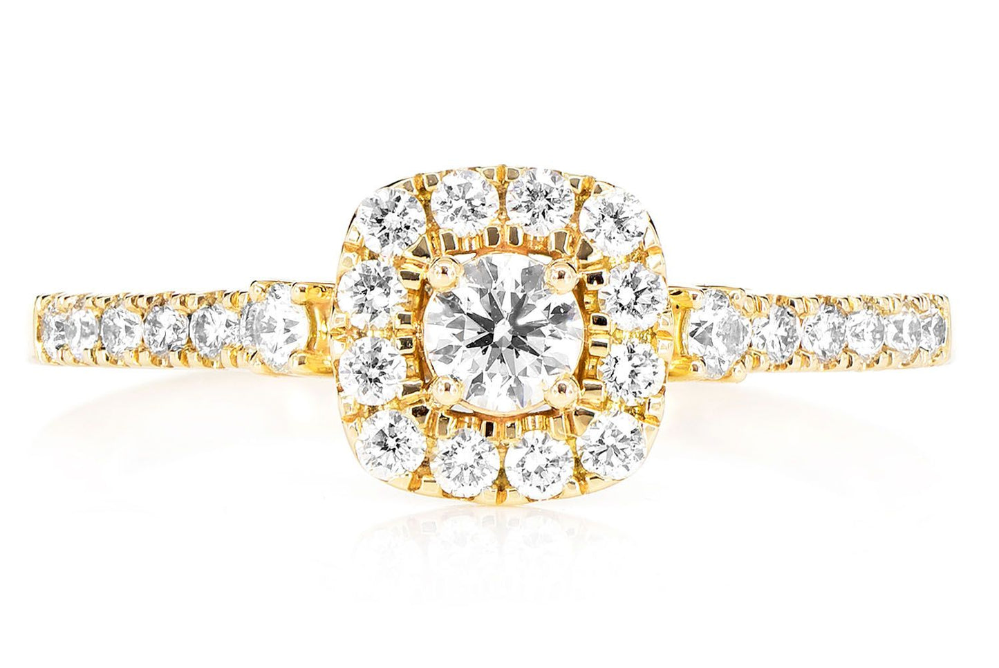 SINGLE BAND DIAMOND HALO ENGAGEMENT RING - 14K SOLID GOLD - 1.00CTW