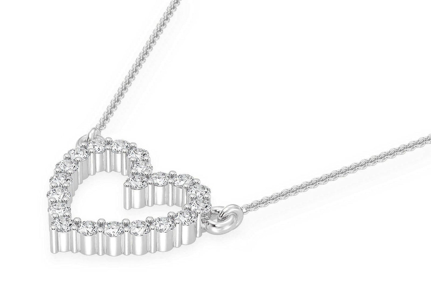 PANDANT CU INIMĂ ȘI DIAMANT, AUR MASIV DE 14K, 0.15CT