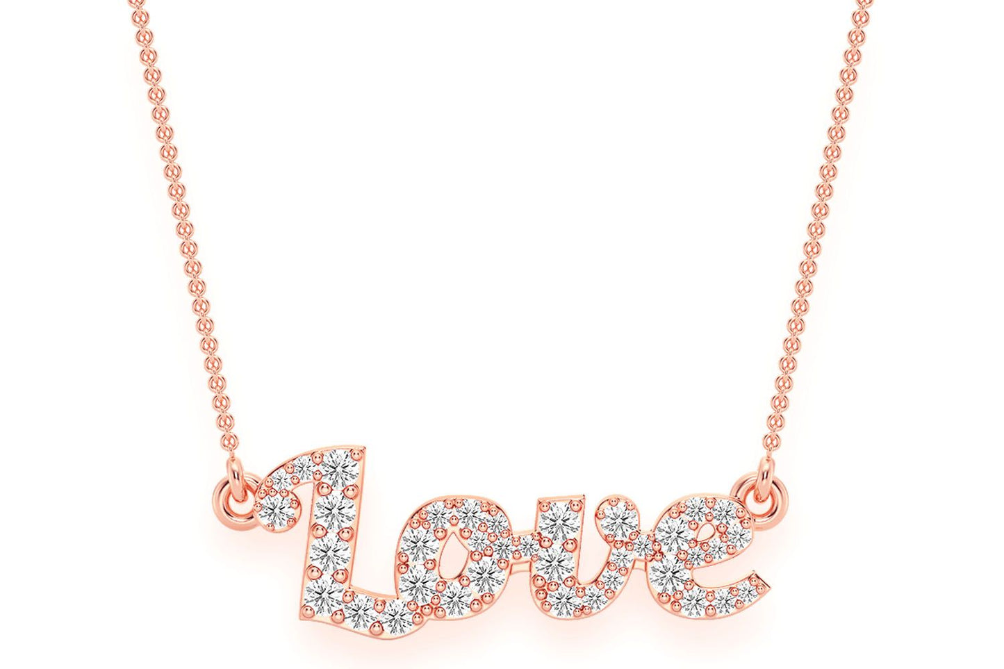 COLIER SCRIPT LOVE CU PANDANT ȘI DIAMANTE DIN AUR MASIV DE 14K