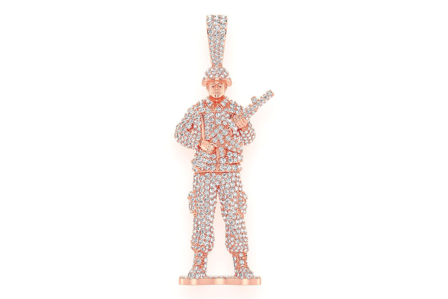 TOY SOLDIER DIAMOND PENDANT 14K SOLID GOLD 4.50CTW