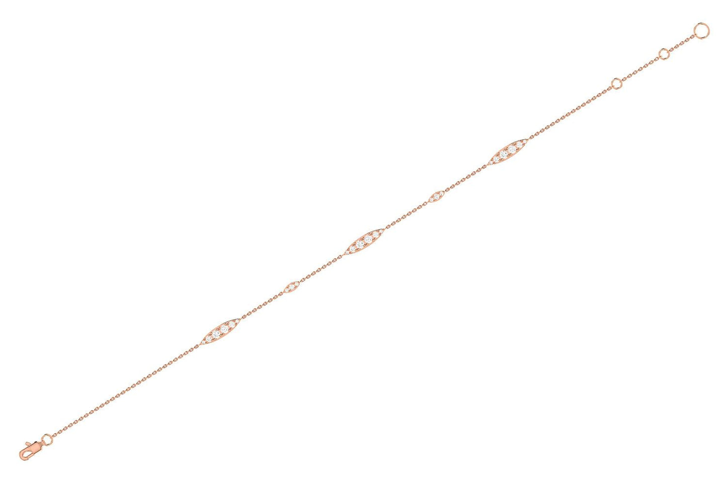 GRADUATED DIAMOND BRACELET 14K SOLID GOLD 0.30CTW