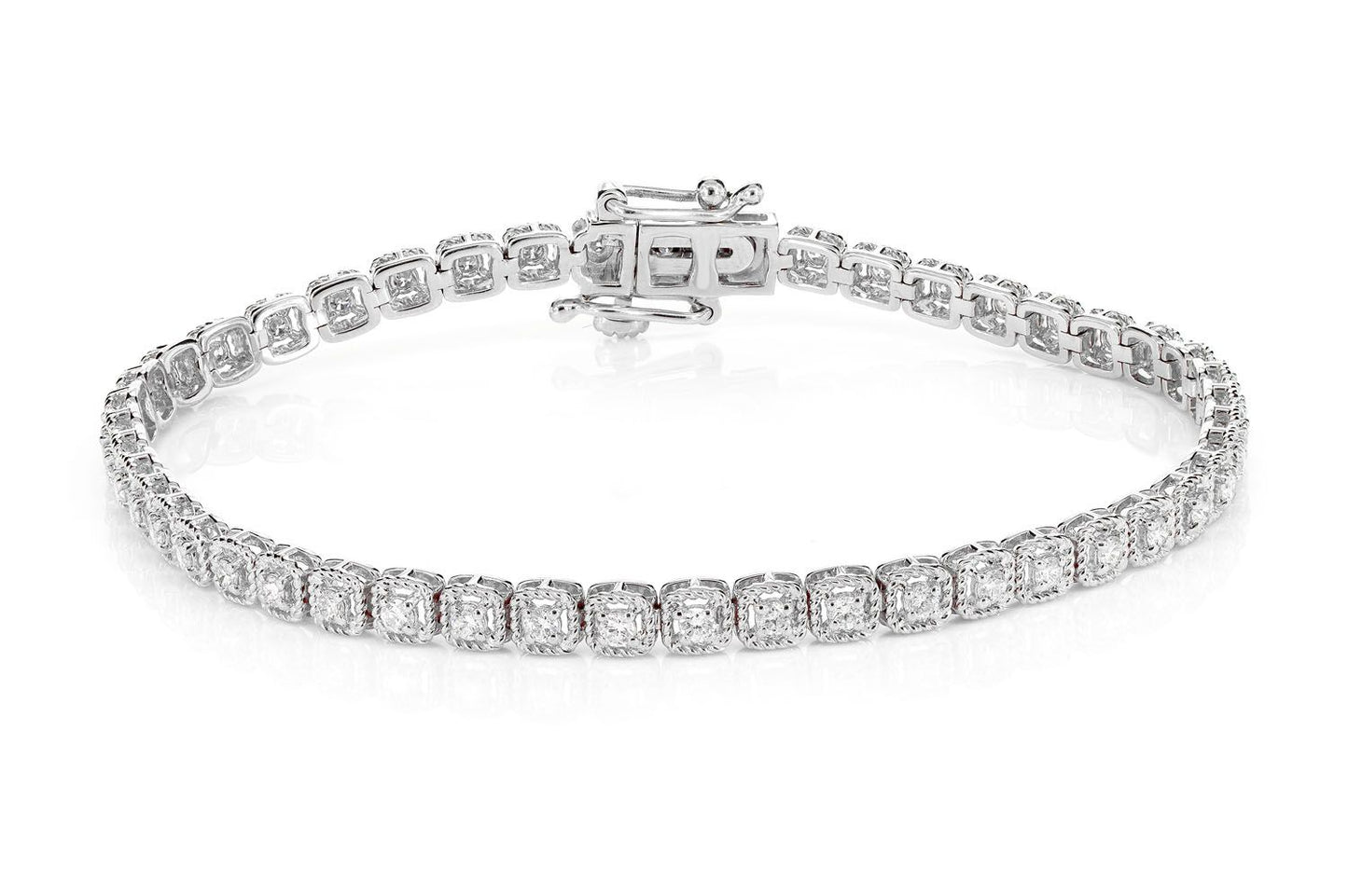 SQUARE ROPE LINK DIAMOND BRACELET 14K SOLID GOLD 1.10CTW