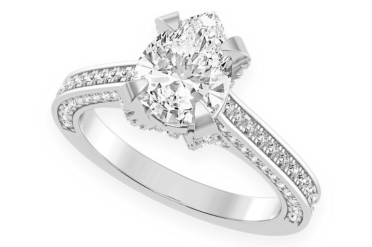 CHANT - 1.50CT PEAR SOLITAIRE - DELUXE ONE ROW SCALLOP - DIAMOND ENGAGEMENT RING