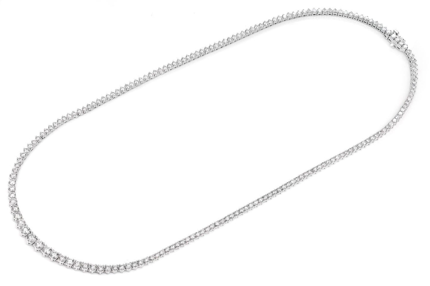 TRI PRONG SET DIAMOND NECKLACE 14K SOLID GOLD 7.10CTW