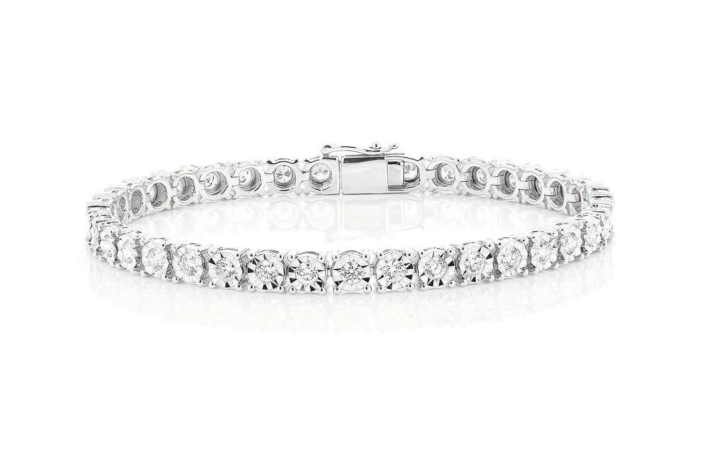 12PT MIRACLE SET DIAMOND TENNIS BRACELET 14K SOLID GOLD 4.15CTW