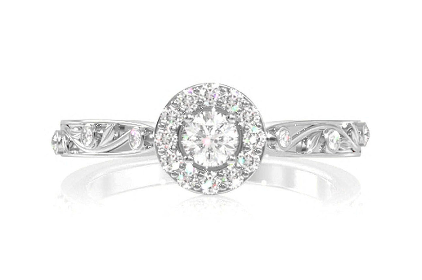 HALO BEZEL DIAMOND ENGAGEMENT RING 0.25CTW