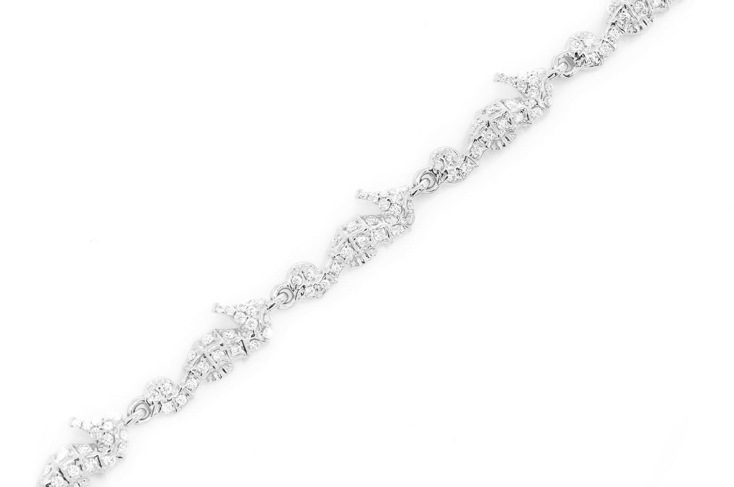SEAHORSE ETERNITY DIAMOND BRACELET 14K SOLID GOLD 1.35CTW