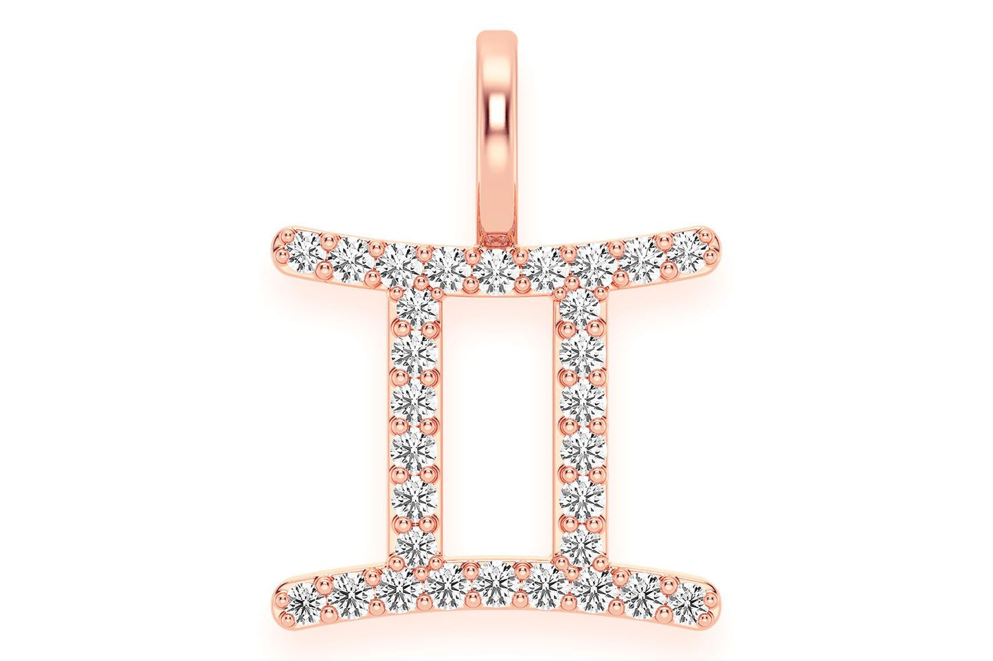 GEMINI ZODIAC DIAMOND PENDANT 14K SOLID GOLD 0.10CTW
