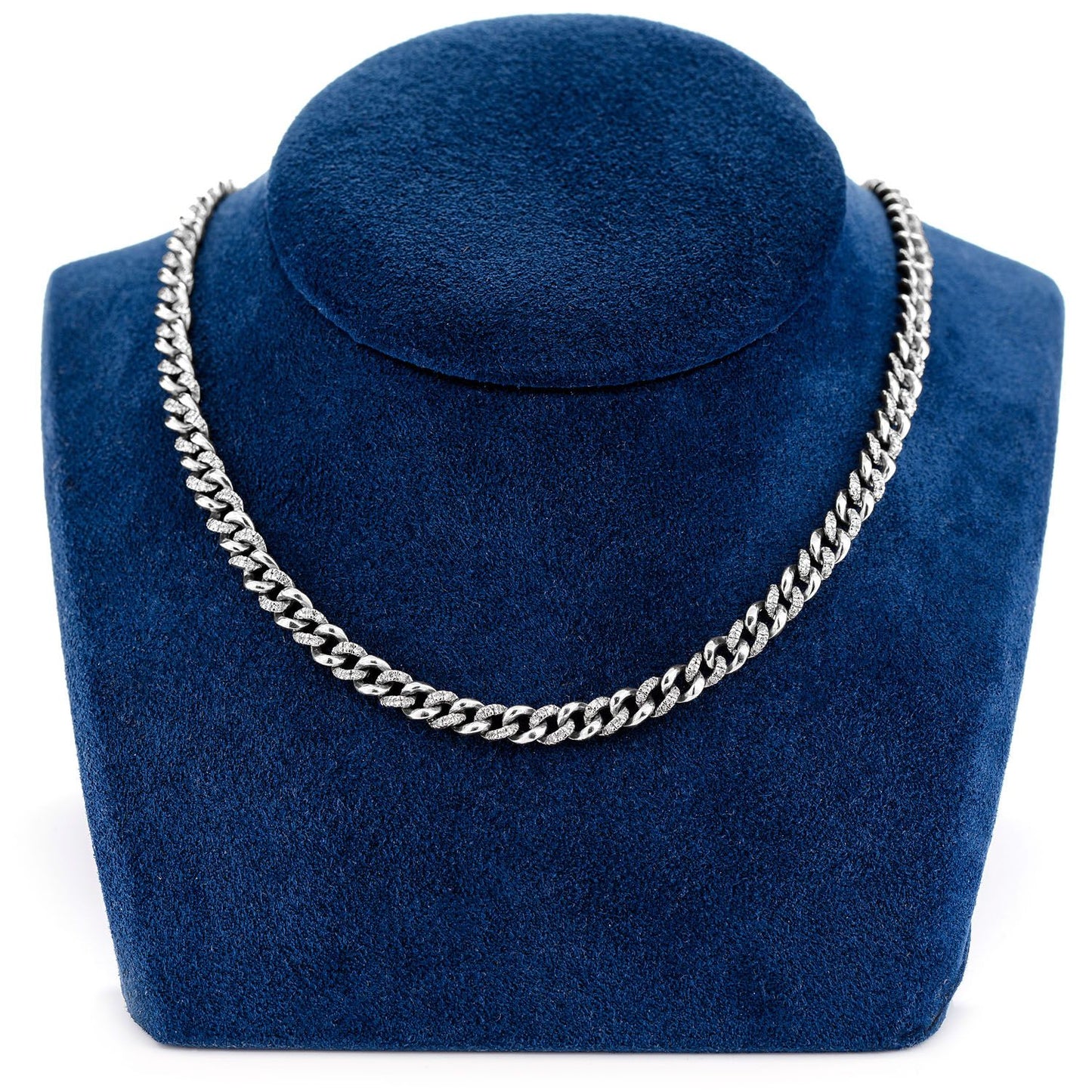 5MM MIAMI CUBAN HALF LINK DIAMOND NECKLACE 14K SOLID GOLD 1.50CTW
