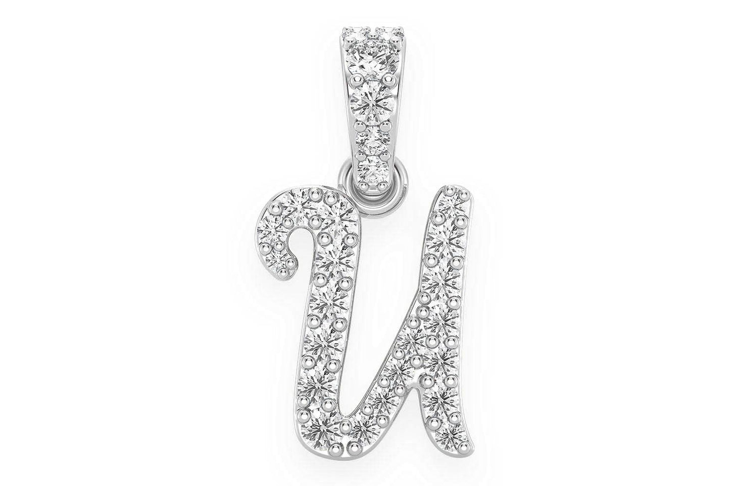 PANDANT CU DIAMANT CU LITERE CURSIVE, AUR MASIV DE 14K, 0.10CTW