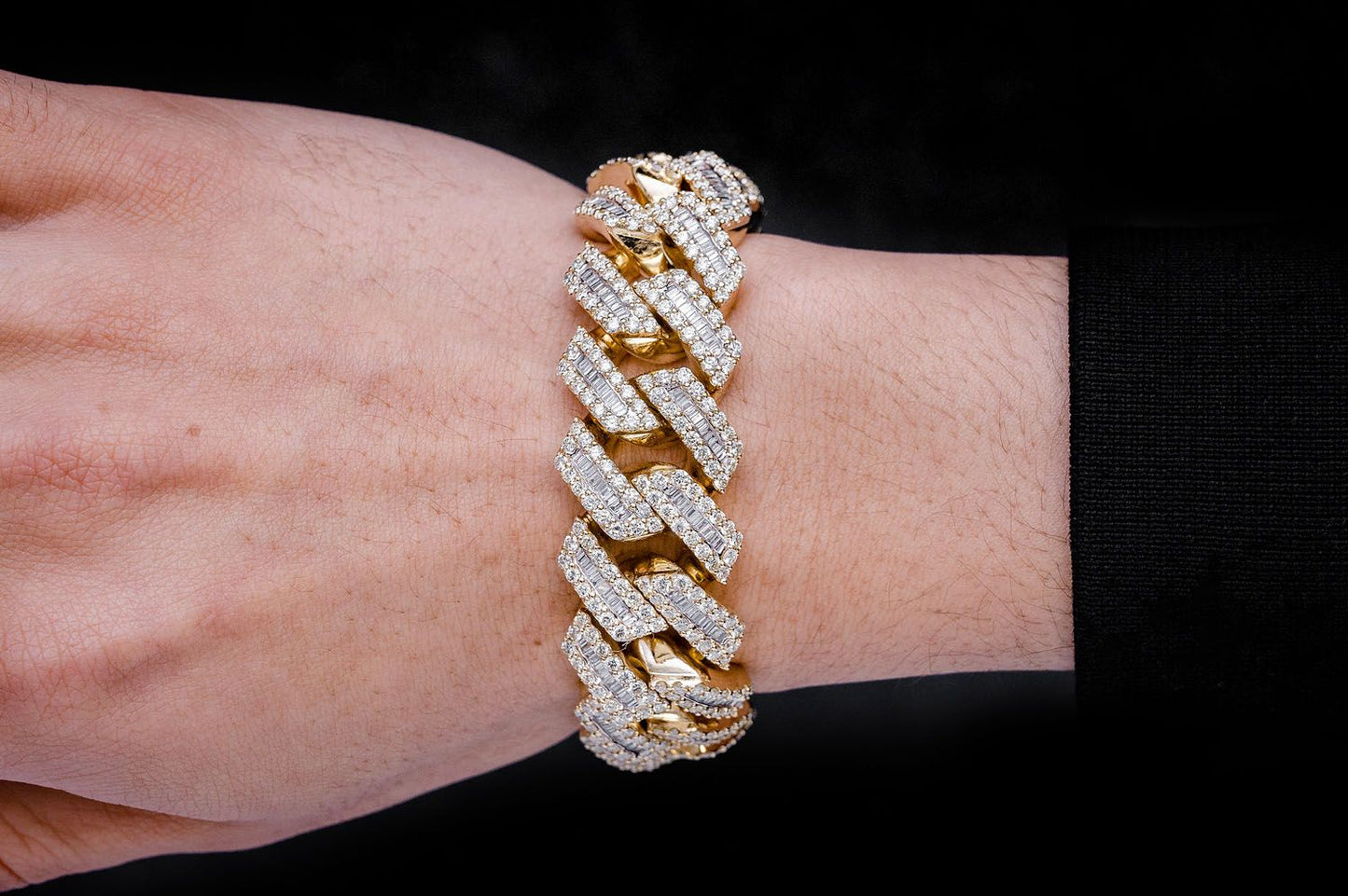 20MM RAISED BAGUETTE MIAMI CUBAN LINK DIAMOND BRACELET 14K SOLID GOLD 23.75CTW