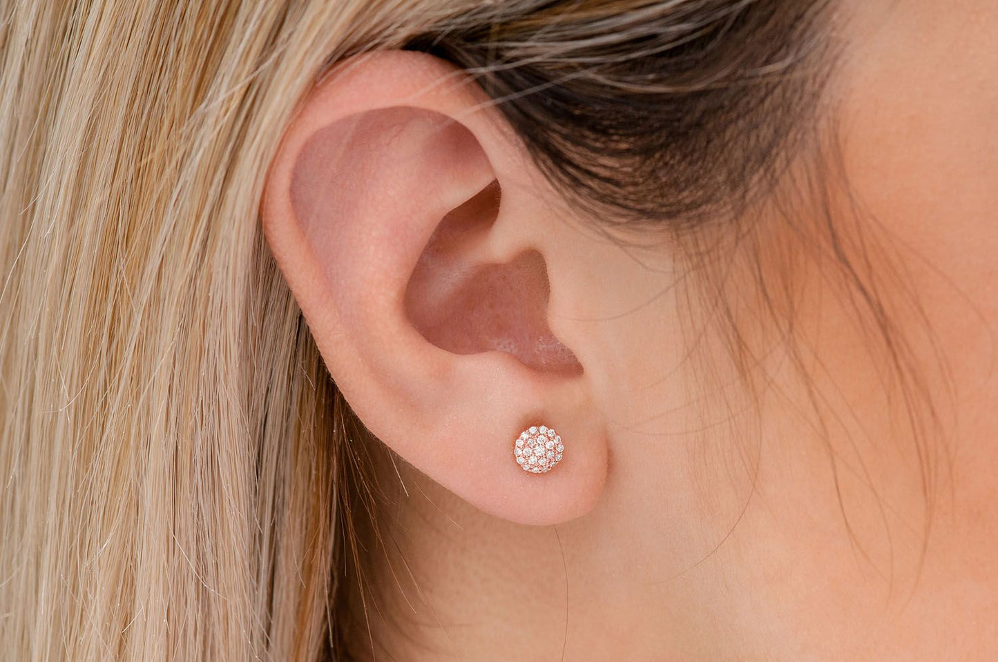 DOT STUD DIAMOND EARRINGS 14K SOLID GOLD 0.15CTW