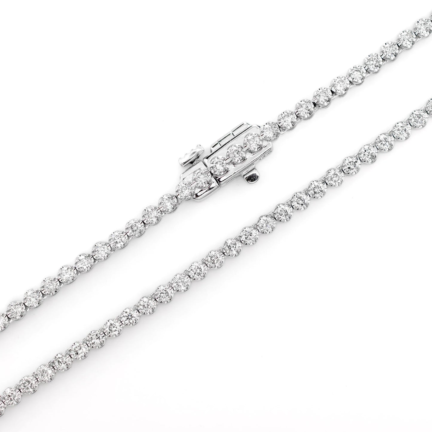 2PT CROWN SET DIAMOND TENNIS NECKLACE 14K SOLID GOLD 4.00CTW