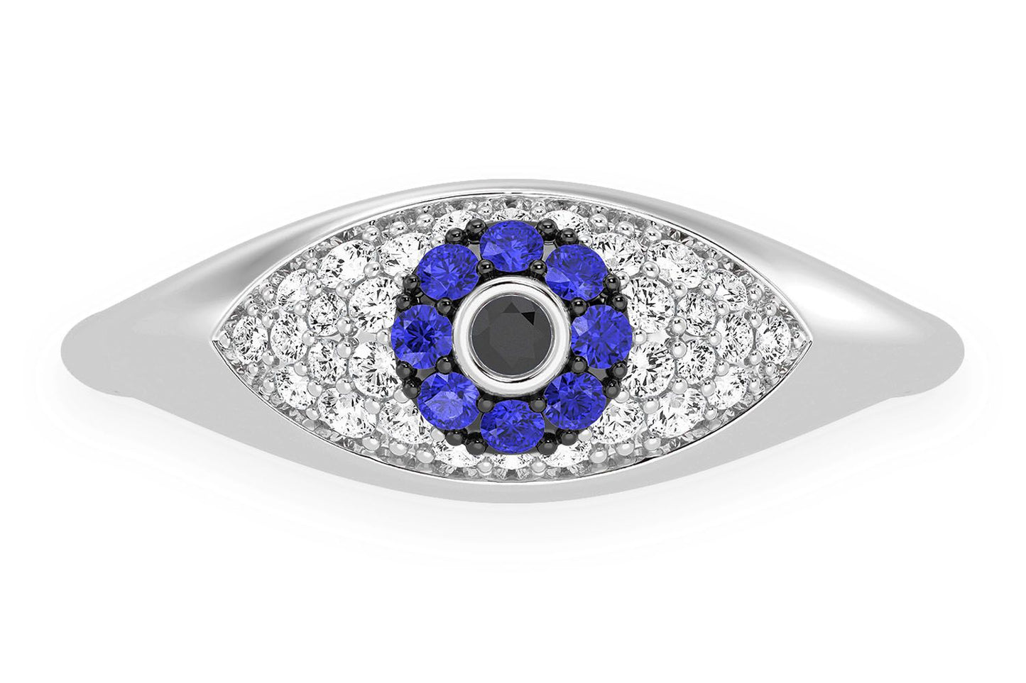 EVIL EYE DIAMOND RING 14K SOLID GOLD 0.30CTW