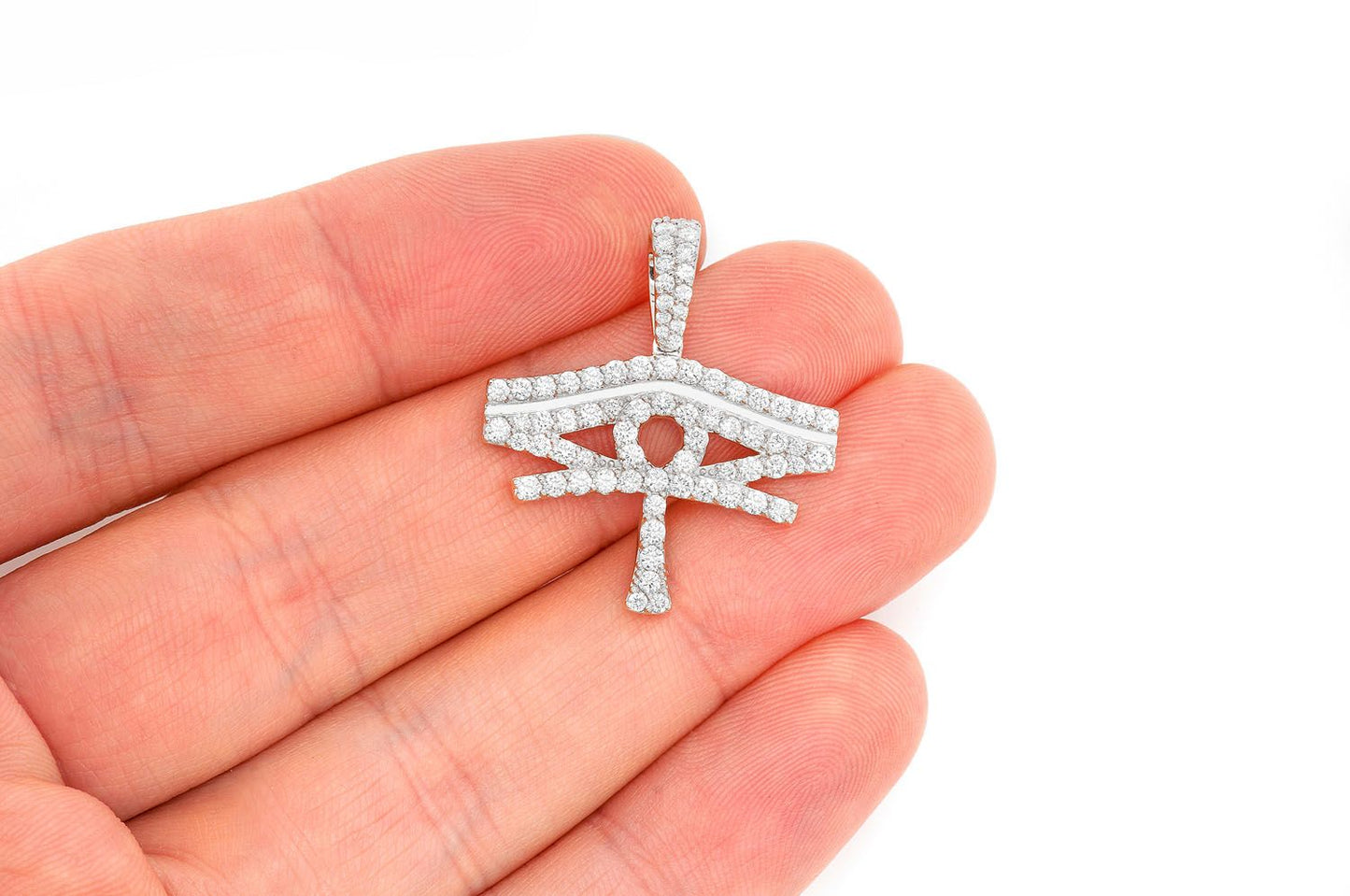 EYE OF RA DIAMOND PENDANT 14K SOLID GOLD 1.40CTW