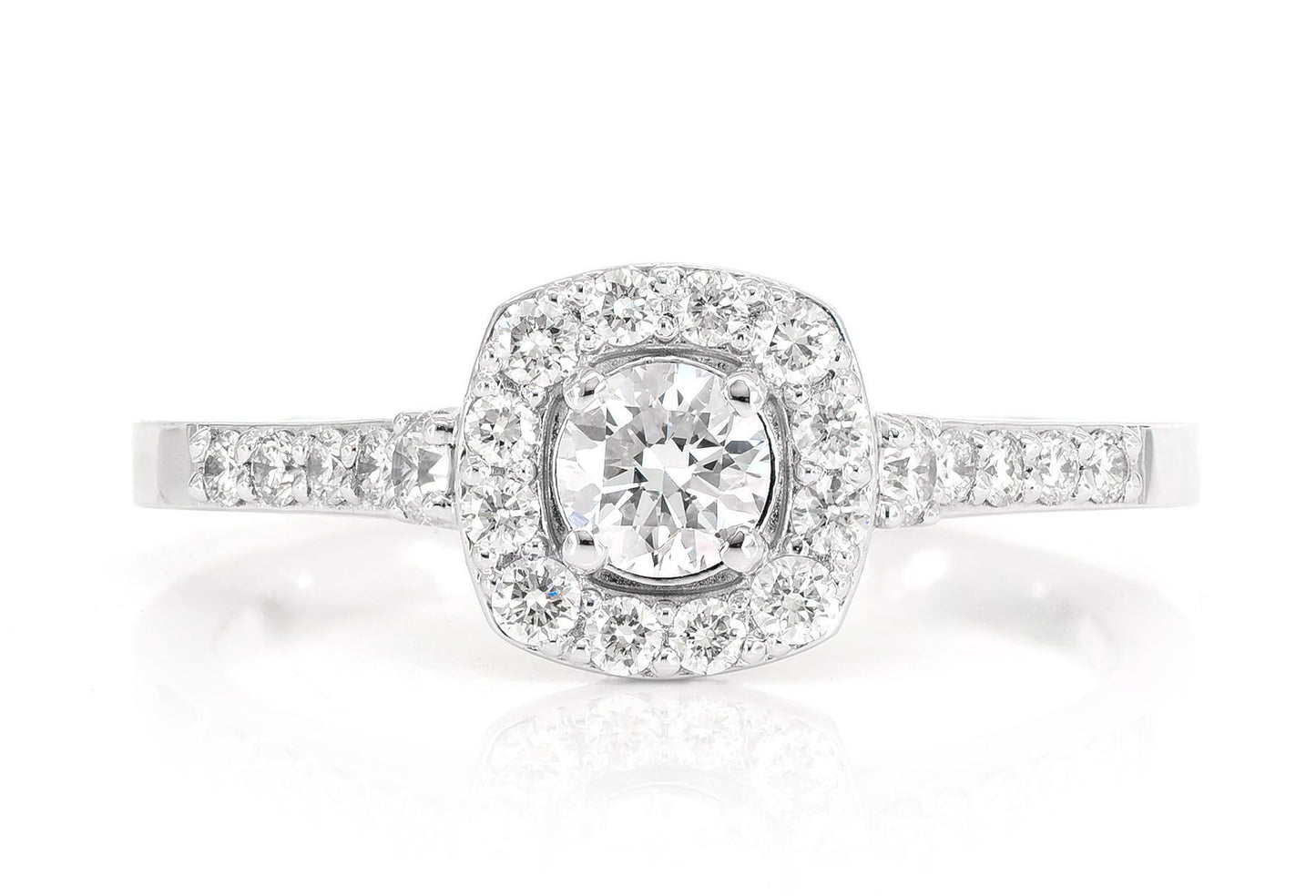 ROUND HALO CATHEDRAL DIAMOND RING 14K SOLID GOLD 0.62CTW