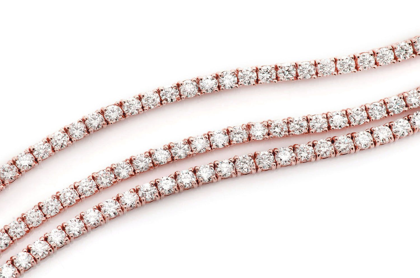6PT THREE ROW PRONG SET DIAMOND TENNIS BRACELET 14K SOLID GOLD 12.75CTW