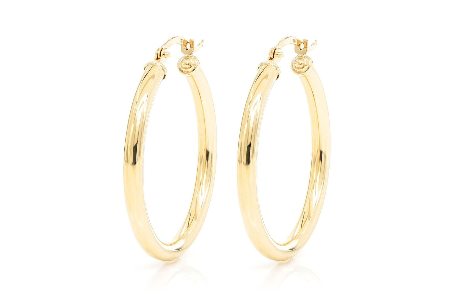 3MM HOOP EARRINGS 14K SOLID GOLD MEDIUM