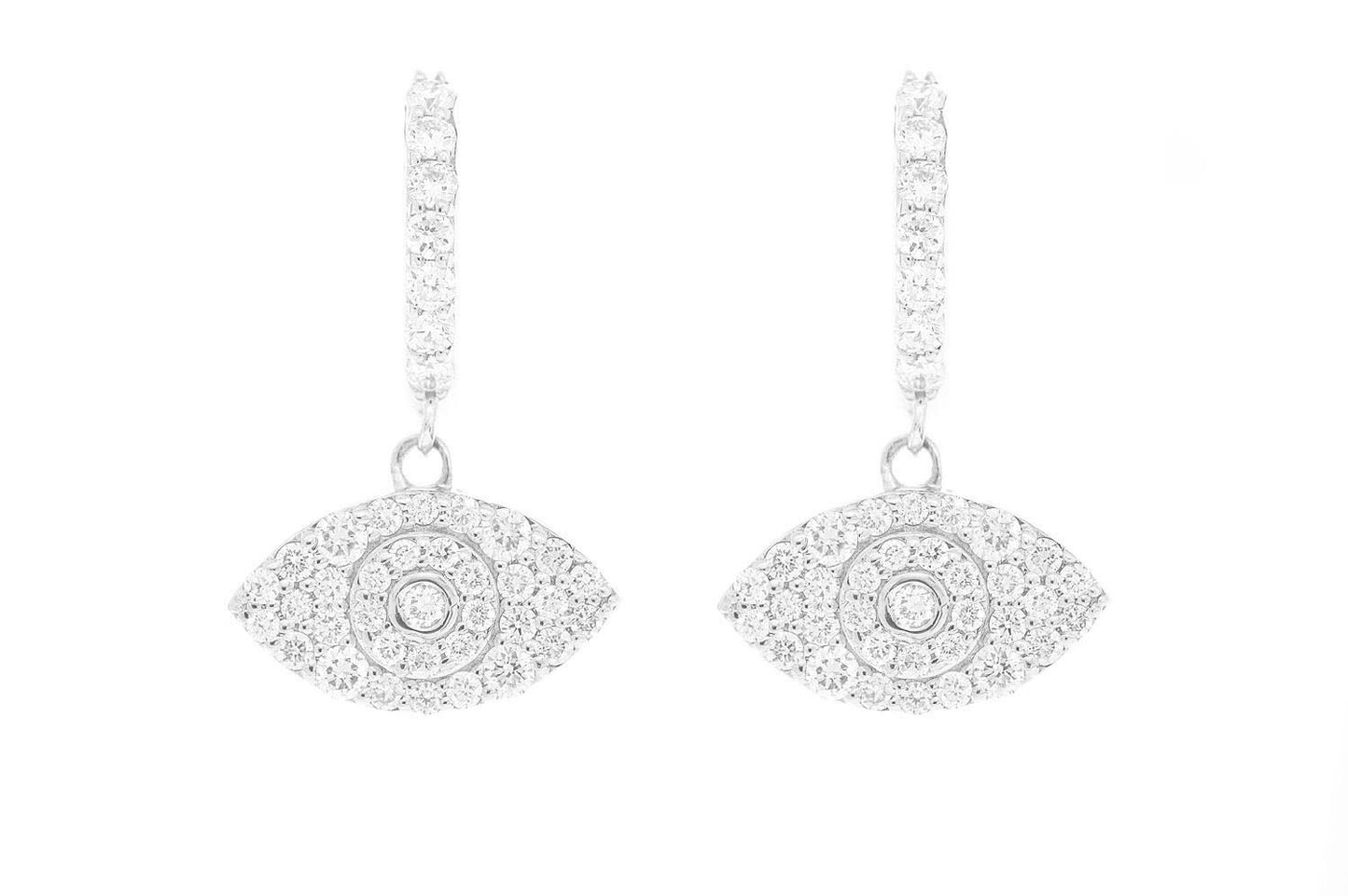 CERCEI CU DIAMANTE CU FORMĂ DE OCHI RĂU, AUR MASIV DE 14K, 0.50CT