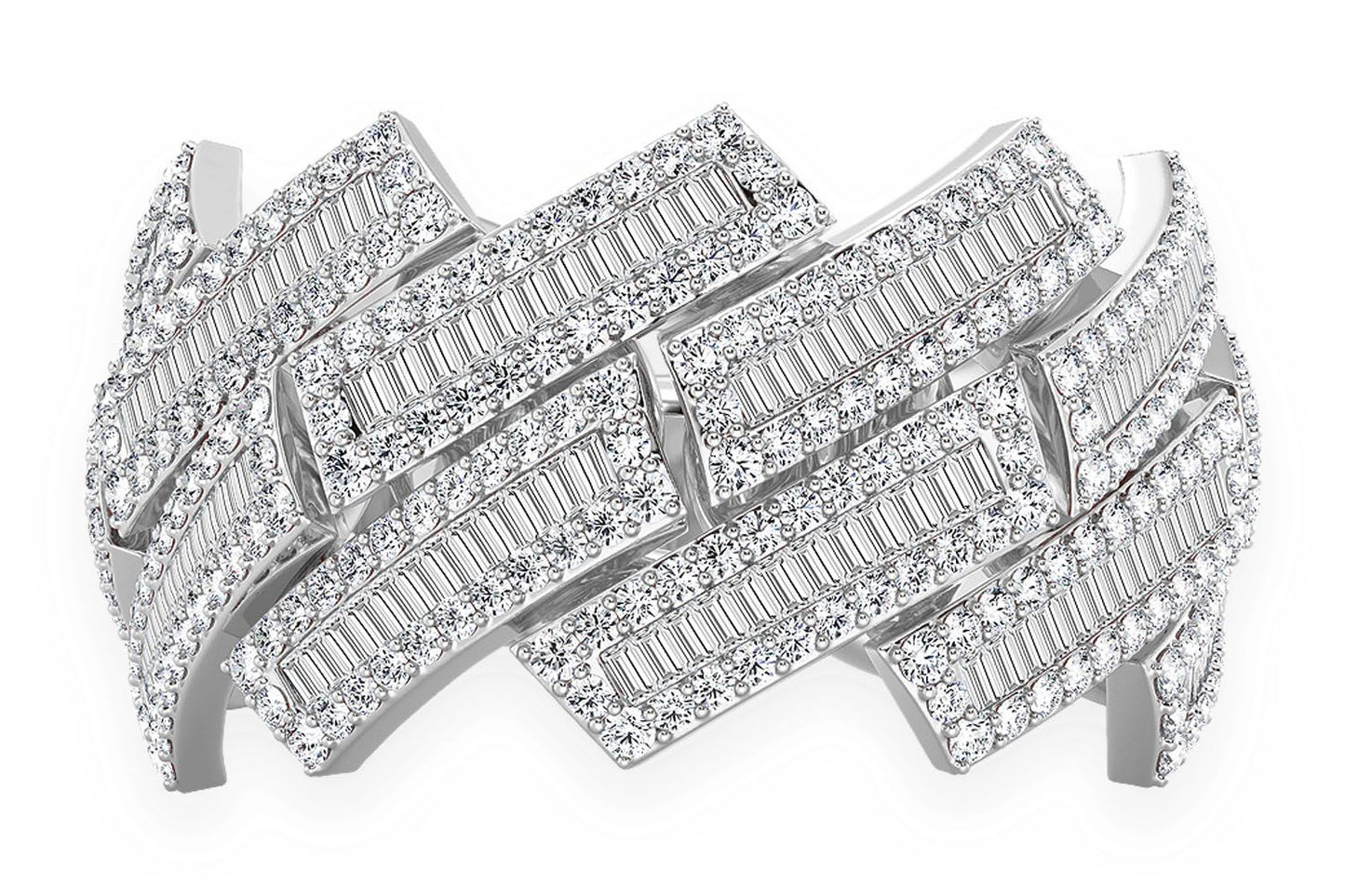 RAISED BAGUETTE MIAMI CUBAN RING 14K SOLID GOLD 2.30CTW