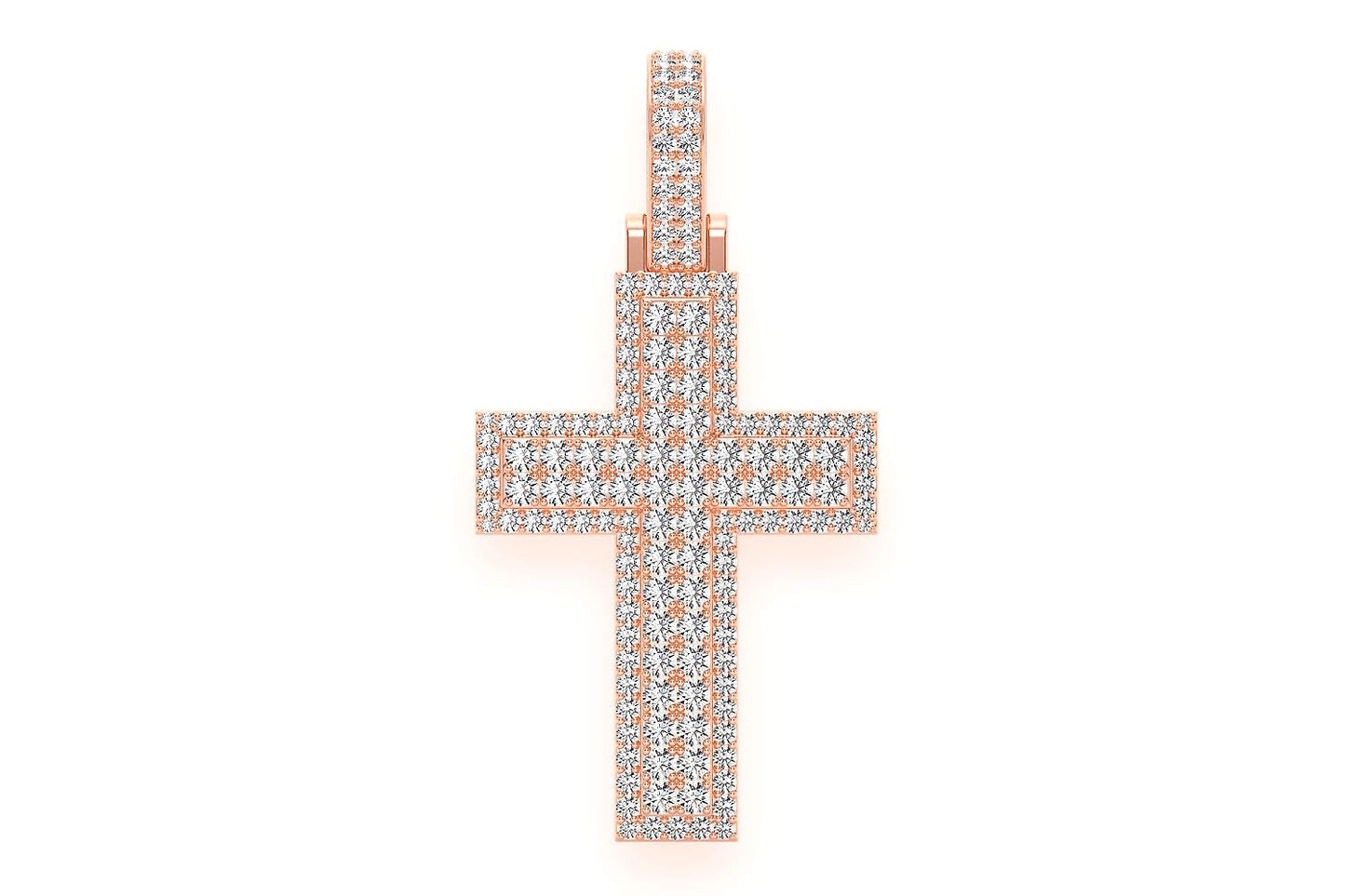BORDER CROSS DIAMOND PENDANT 14K SOLID GOLD 4.50CTW