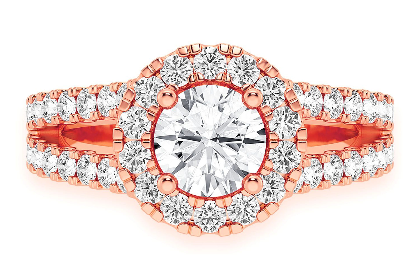 SPHINX - .75CT SOLITAIRE ROUND - SPLIT SHANK HALO - DIAMOND ENGAGEMENT RING