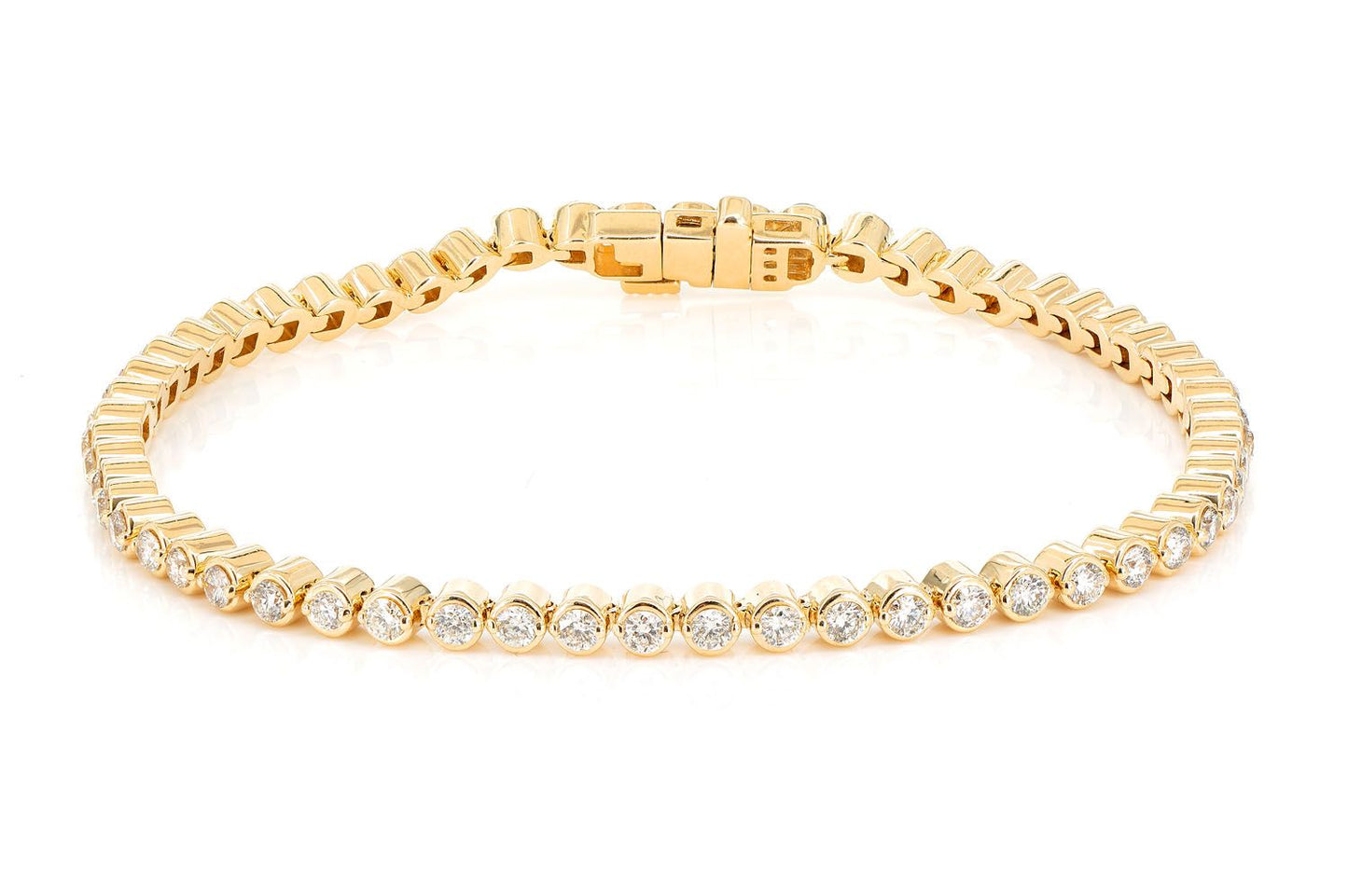 BEZEL SET DIAMOND TENNIS BRACELET 14K SOLID GOLD 2.00CTW