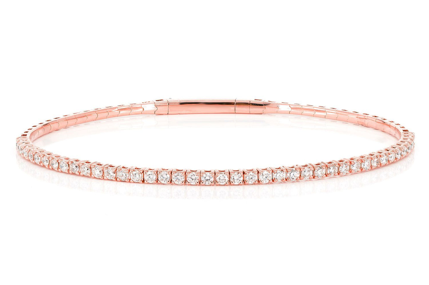 2PT PRONG SET DIAMOND FLEX BANGLE TENNIS BRACELET 1.00CTW 14K SOLID GOLD