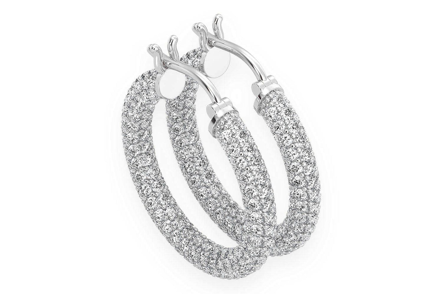 BUBBLY ETERNITY HOOP DIAMOND EARRINGS 14K SOLID GOLD 4.00CTW