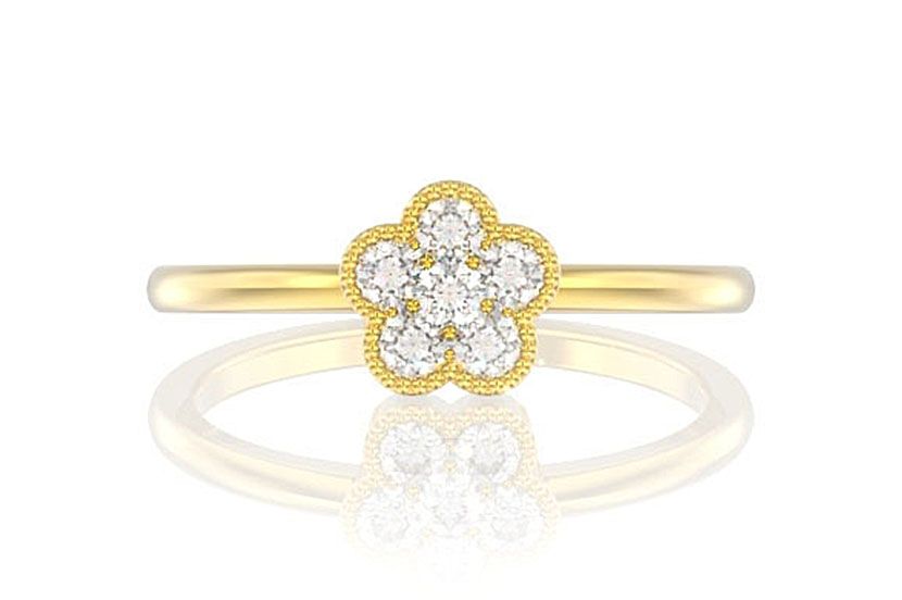 DIAMOND MILGRAIN CLOVER ENGAGEMENT RING - 0.25CTW
