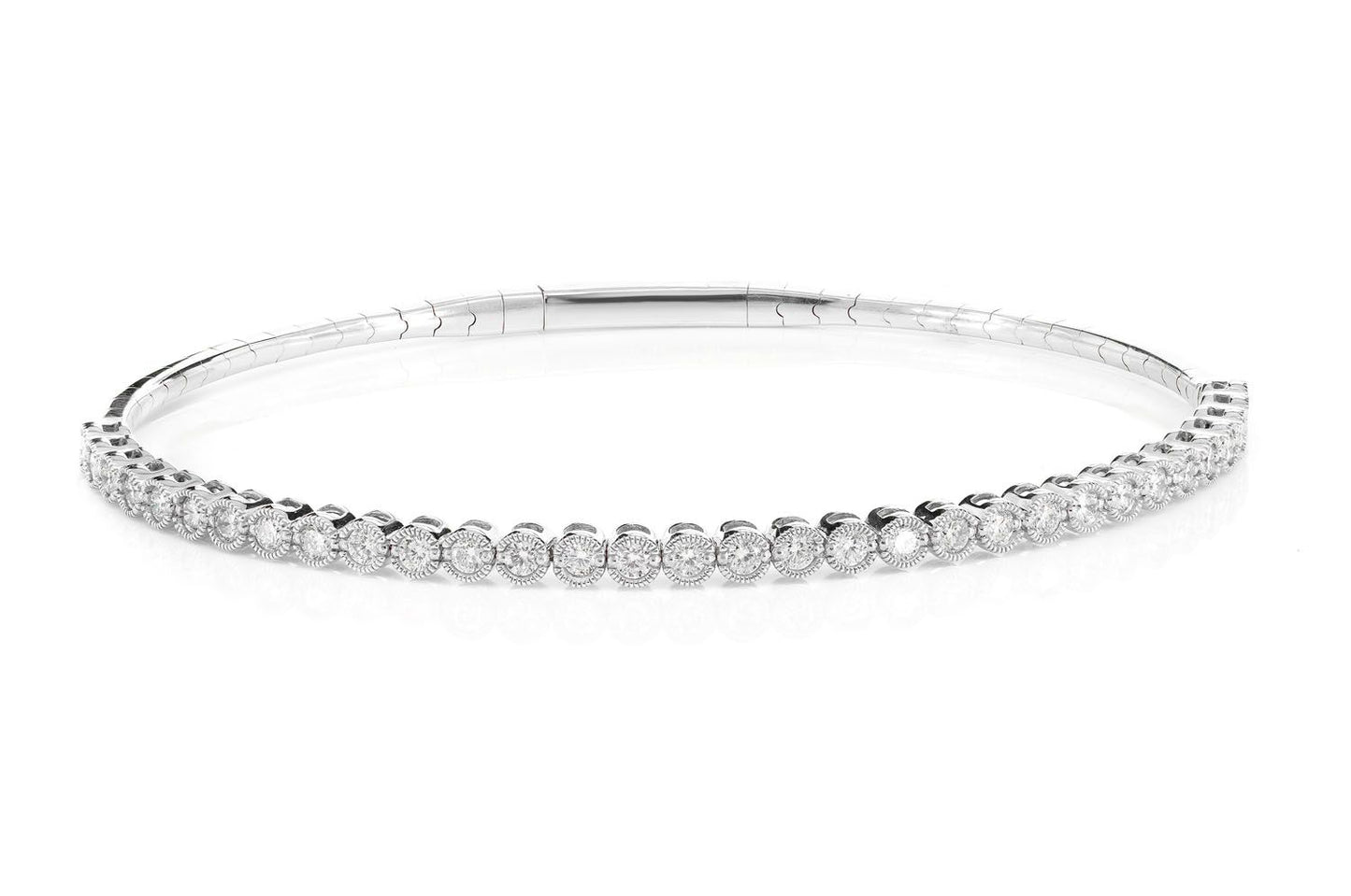 BRĂȚARĂ CU DIAMANTE MILGRAIN FLEX, AUR MASIV DE 14K, 1.00CT
