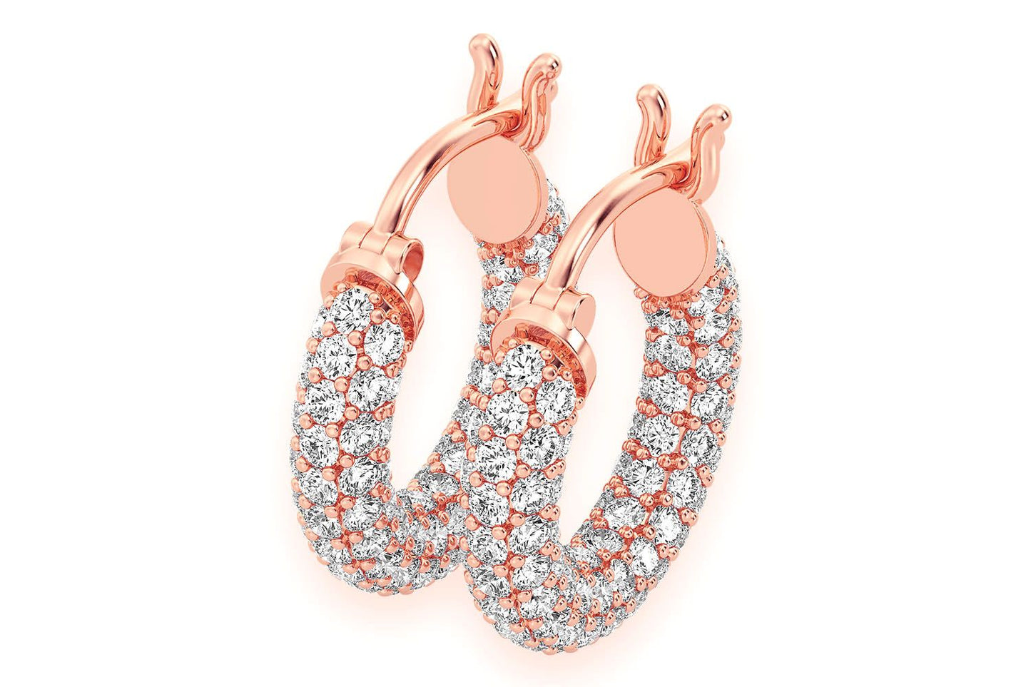 BUBBLY ETERNITY HOOP DIAMOND EARRINGS 14K SOLID GOLD 2.00CTW