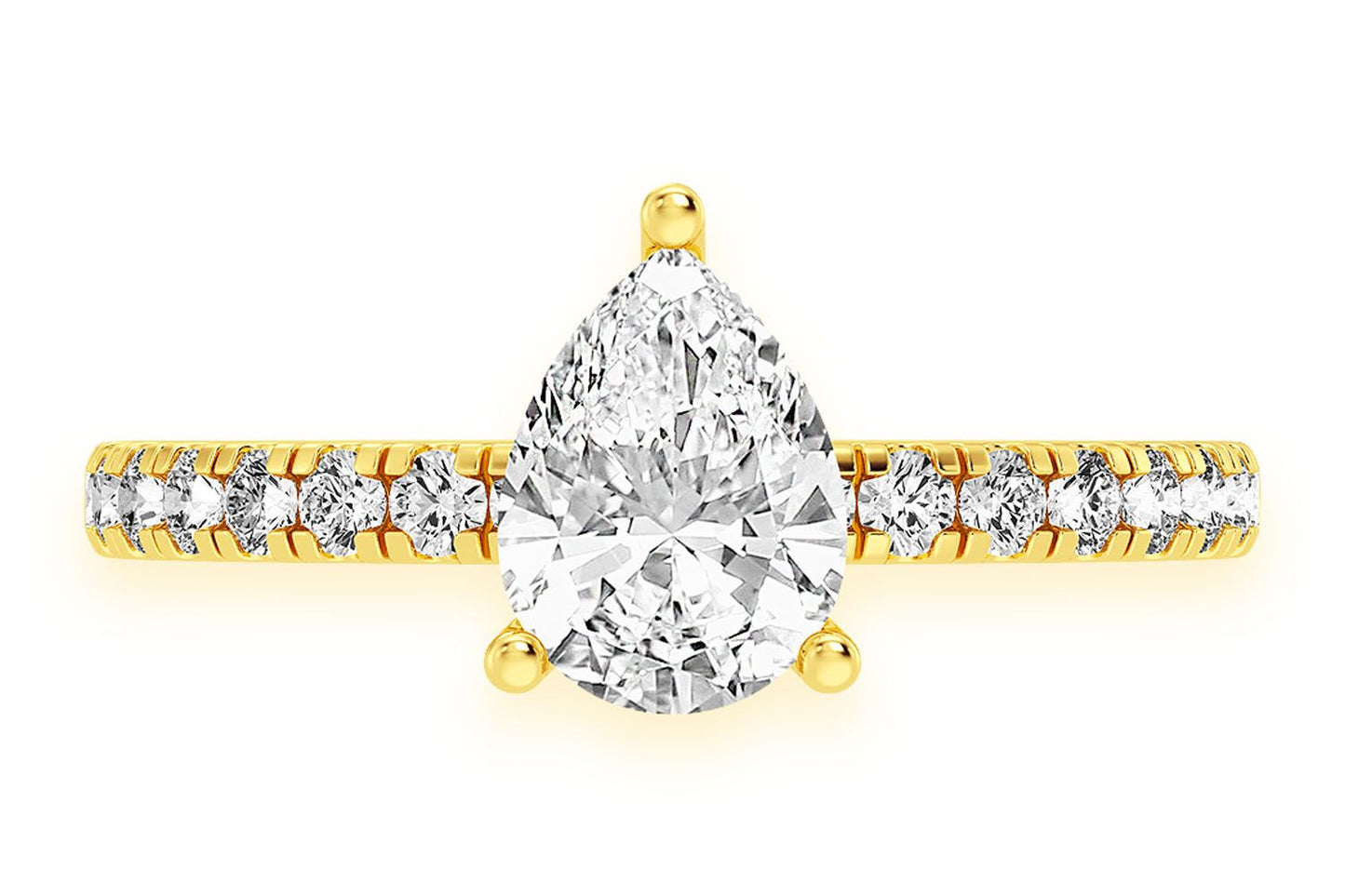 THINN - 1.00CT PEAR SOLITAIRE - ONE ROW UNDER HALO - DIAMOND ENGAGEMENT RING