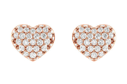 BUBBLY DIAMOND HEART STUD EARRINGS 14K SOLID GOLD 0.20CTW