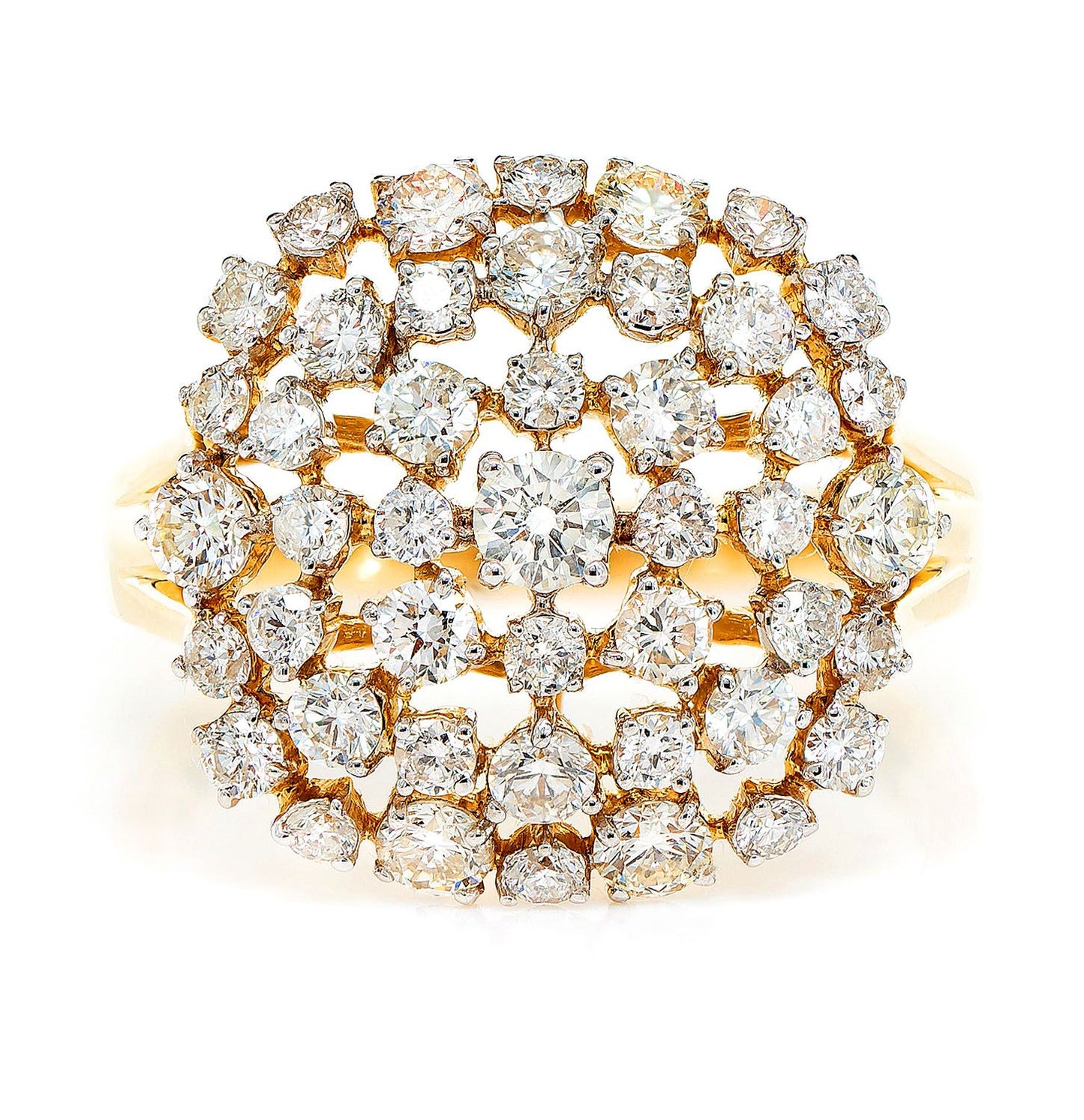 INEL COCKTAIL CU DIAMANTE CLUSTER, AUR MASIV DE 14K, 1.85CT