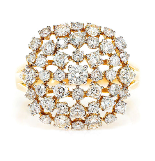 CLUSTER DIAMOND COCKTAIL RING 14K SOLID GOLD 1.85CTW