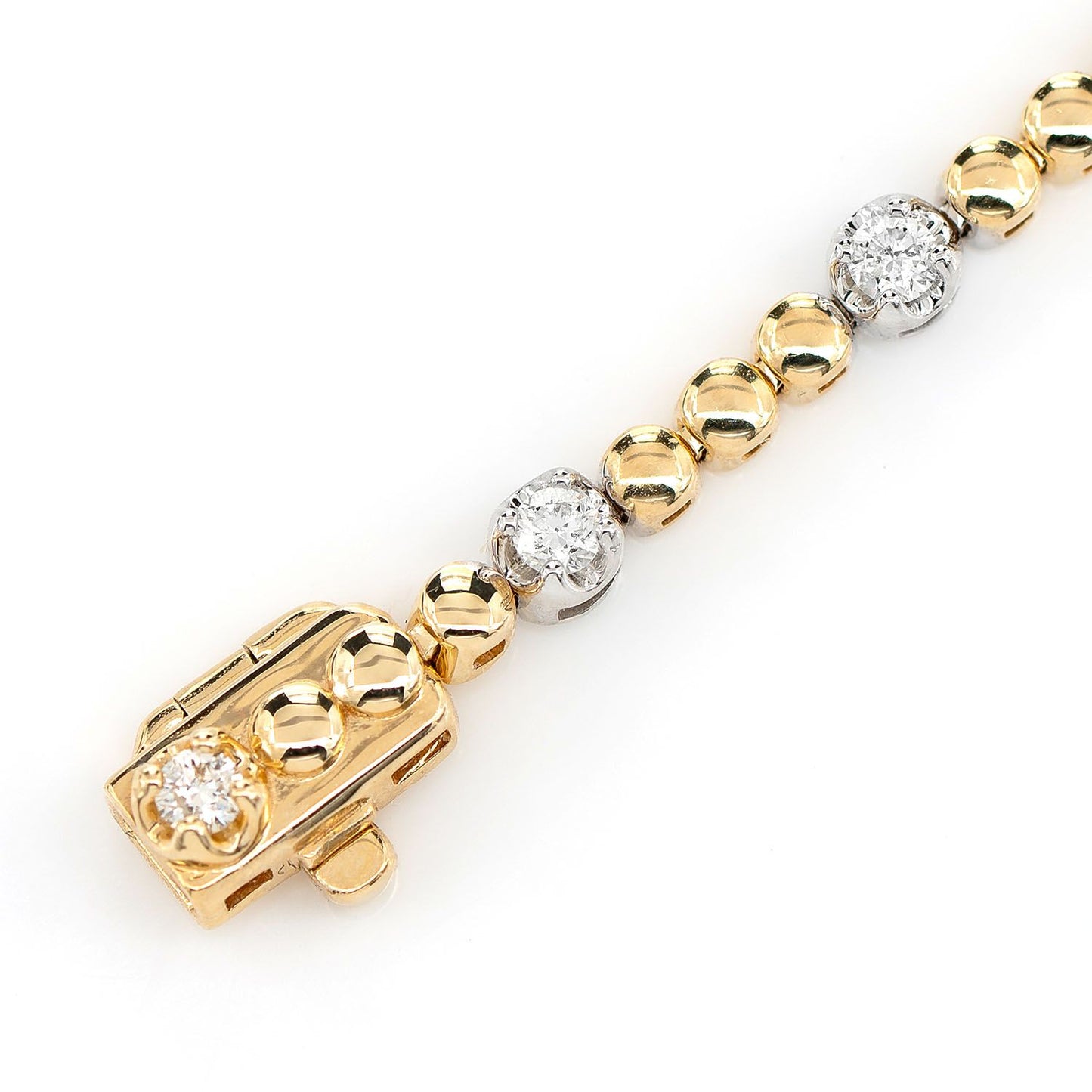 BRĂȚARĂ CU 3 COROANE ȘI DIAMANTE, AUR MASIV DE 14K, 0.60CT