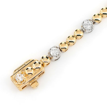 BRĂȚARĂ CU 3 COROANE ȘI DIAMANTE, AUR MASIV DE 14K, 0.60CT
