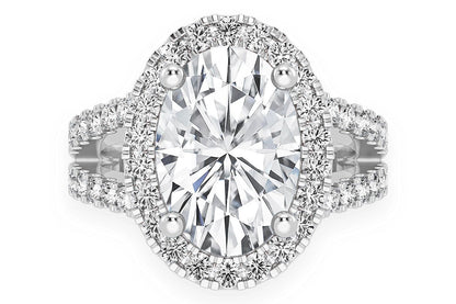 3.00CT OVAL SOLITAIRE - TWO ROW SPLIT - DIAMOND ENGAGEMENT RING