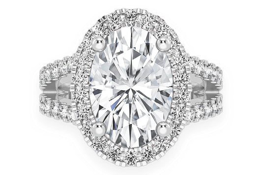 3.00CT OVAL SOLITAIRE - TWO ROW SPLIT - DIAMOND ENGAGEMENT RING