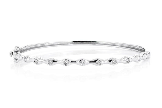 BRĂȚARĂ CU DIAMANTE DIN BAMBUS, 0.35 CT, AUR ALB MASIV DE 14K