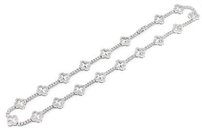 MIRACELE CLOVER LINK DIAMOND TENNIS NECKLACE SOLID GOLD 5.50CTW