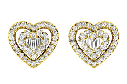 HEART BAGUETTE DIAMOND STUD EARRINGS 14K SOLID GOLD 0.80CTW