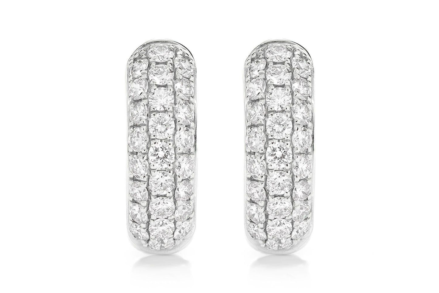 THREE ROW BUBBLY HOOP DIAMOND EARRINGS 14K SOLID GOLD 1.25CTW