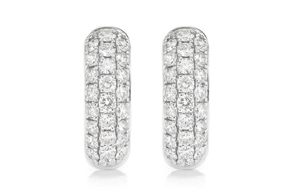 THREE ROW BUBBLY HOOP DIAMOND EARRINGS 14K SOLID GOLD 1.25CTW