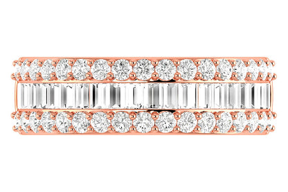 BORDER BAGUETTE & ROUND DIAMOND RING 14K SOLID GOLD 1.20CTW