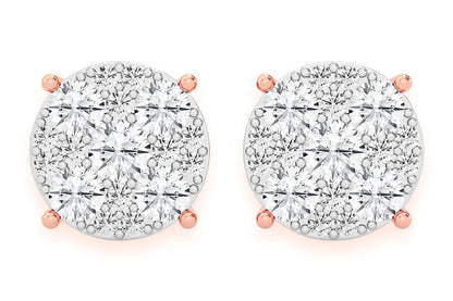 CERCEI CU DIAMANTE ȘI MOZAIC DE 4.00 CT, AUR MASIV DE 14K