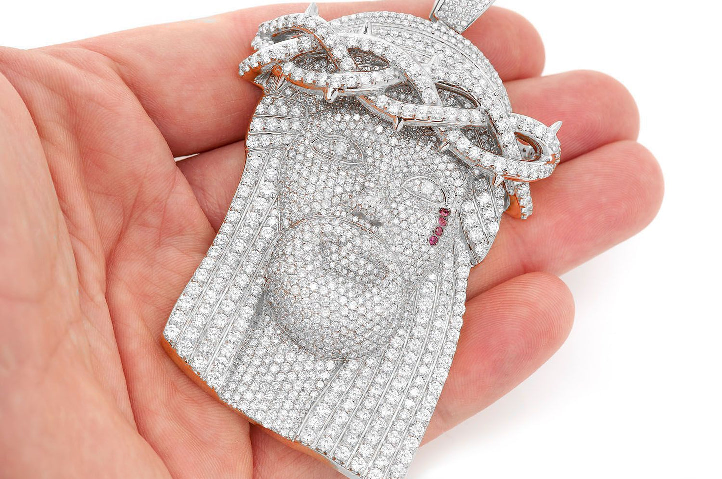 JESUS OF NAZARETH DIAMOND PENDANT 14K SOLID GOLD 22.25CTW
